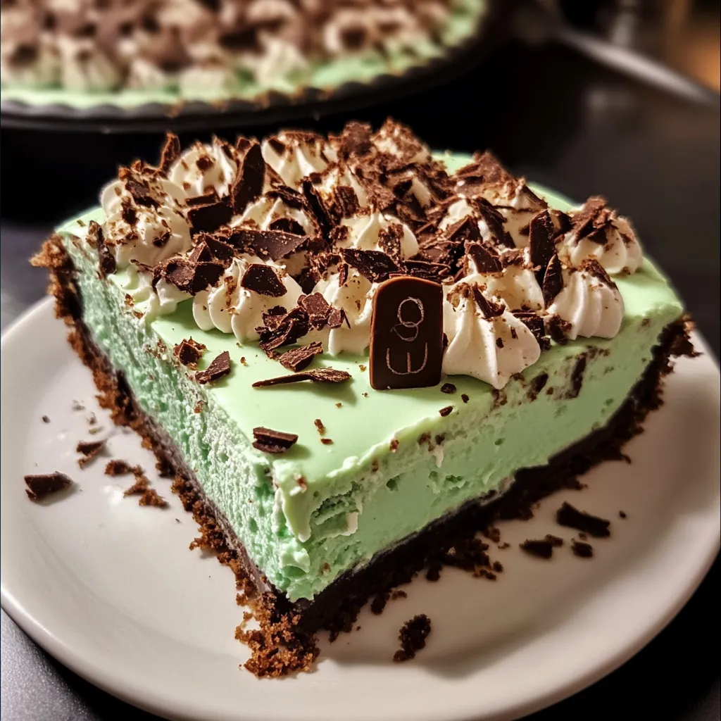 No-Bake Grasshopper Pie with Chocolate Cookie Crust and Fresh Mint Cream - main view